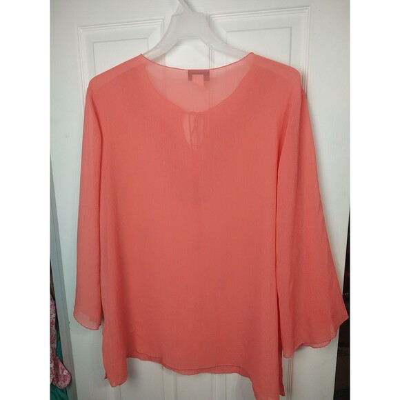 Maggie Barnes Woman 2X Semi Sheer Beaded Wide L/S Tunic Beachy Cottage - Picture 8 of 8